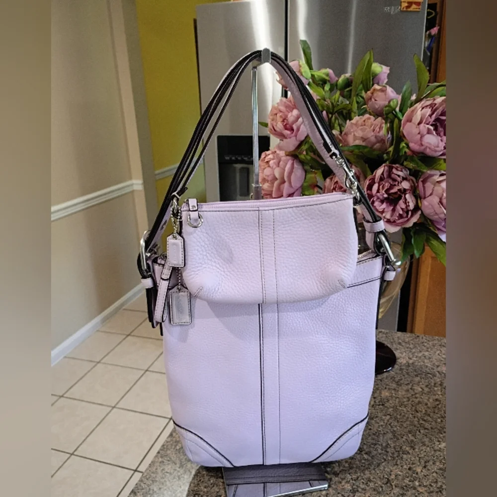 COACH Light Purple Pebbled Leather Wristlet